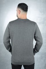 Uzun Kollu Bisiklet Yakalı Pamuk Karışımlı Çizgi Detaylı Sıcaklığıyla Ön Plana Giren Erkek Sweatshirt 95090 ANTRASİT