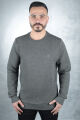 Bisiklet Yaka Uzun Kollu Pamuk Karışımlı Çizgi Detaylı Erkek Sweatshirt 95090 ANTRASİT ANTRASİT - S
