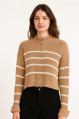 Çizgili Kolu Duble Kazak 6884