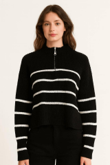 Çizgili Kolu Duble Kazak 6884