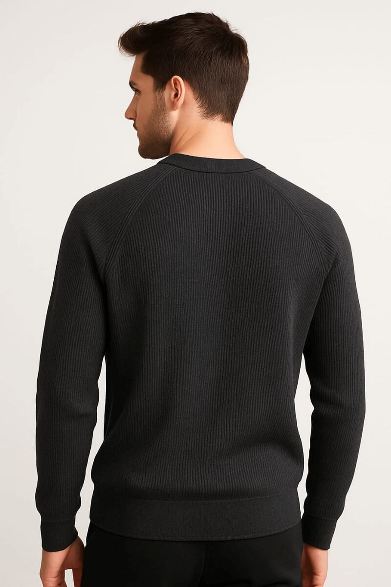 Erkek Triko Kazak Bisiklet Yaka Uzun Kollu Viskon Karışımlı Çizgi Desenli Regular Fit Şık Günlük Kazak 5114 LACİVERT