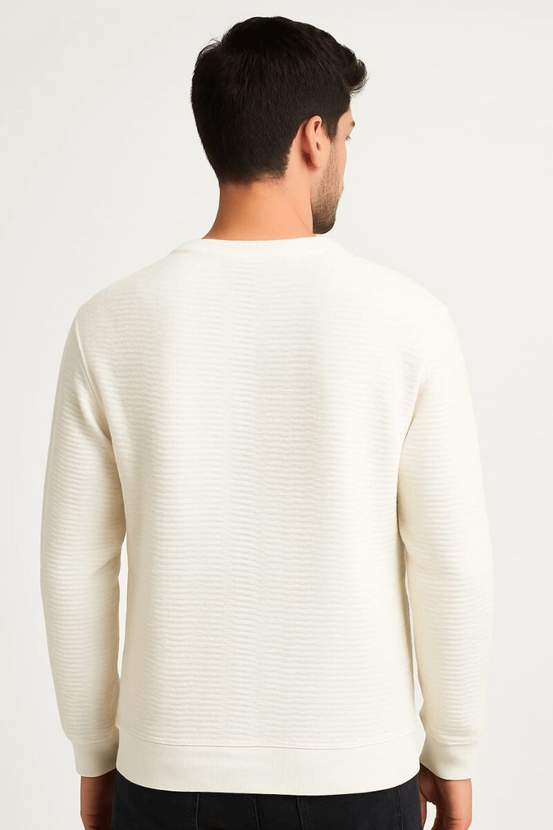 Uzun Kollu Pamuk Karışımlı Bisiklet Yakalı Reguler Kesim Rahat Erkek Sweatshirt 95155 BEYAZ