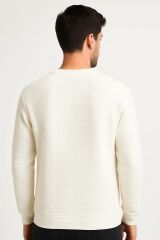 Uzun Kollu Pamuk Karışımlı Bisiklet Yakalı Reguler Kesim Rahat Erkek Sweatshirt 95155 BEYAZ