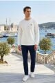 Erkek Bisiklet Yaka Kolu Ribanalı Sweatshirt EKRU