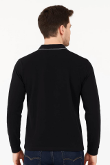 Uzun Kollu Polo Yakalı Yarım Fermuarlı Viscon Karşımlı Rahat Erkek Triko Kazak