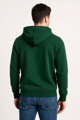 Uzun Kollu Kanguru Cepli Pamuk Karışımlı Baskılı İçi Pamuk İki İplik Erkek Kapüşonlu Sweatshirt 678 HAKİ