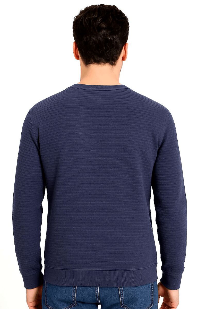 Uzun Kollu Pamuk Karışımlı Bisiklet Yakalı Reguler Kesim Rahat Erkek Sweatshirt 95155 LACİVERT