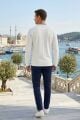 Erkek Bisiklet Yaka Kolu Ribanalı Sweatshirt EKRU EKRU - XXL