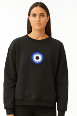 Nazar Boncuklu Bisiklet Yaka Üç İplik Sweat 5060