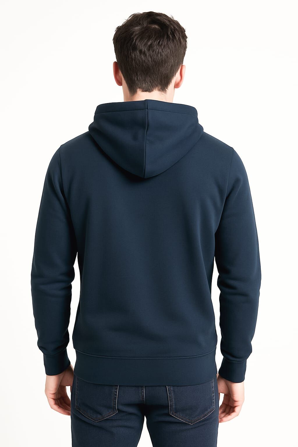 Uzun Kollu Kanguru Cepli Pamuk Karışımlı Baskılı İçi Pamuk İki İplik Erkek Kapüşonlu Sweatshirt 678 LACİVERT