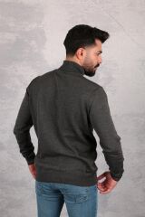 Uzun Kollu Tam Balıkçı Yaka Boğazlı Pamuk Ve Akrilik Karışımlı Boğazlı Erkek Kazak 93042