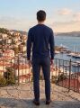 Erkek Bisiklet Yaka Reglan Kol Triko Kazak LACİVERT LACİVERT - XXL