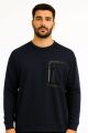 Uzun Kollu Pamuk Karışımlı Cep Baskılı Regular Erkek Sweatshirt 95159 LACİVERT