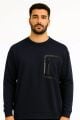 Uzun Kollu Pamuk Karışımlı Cep Baskılı Regular Erkek Sweatshirt 95159 LACİVERT