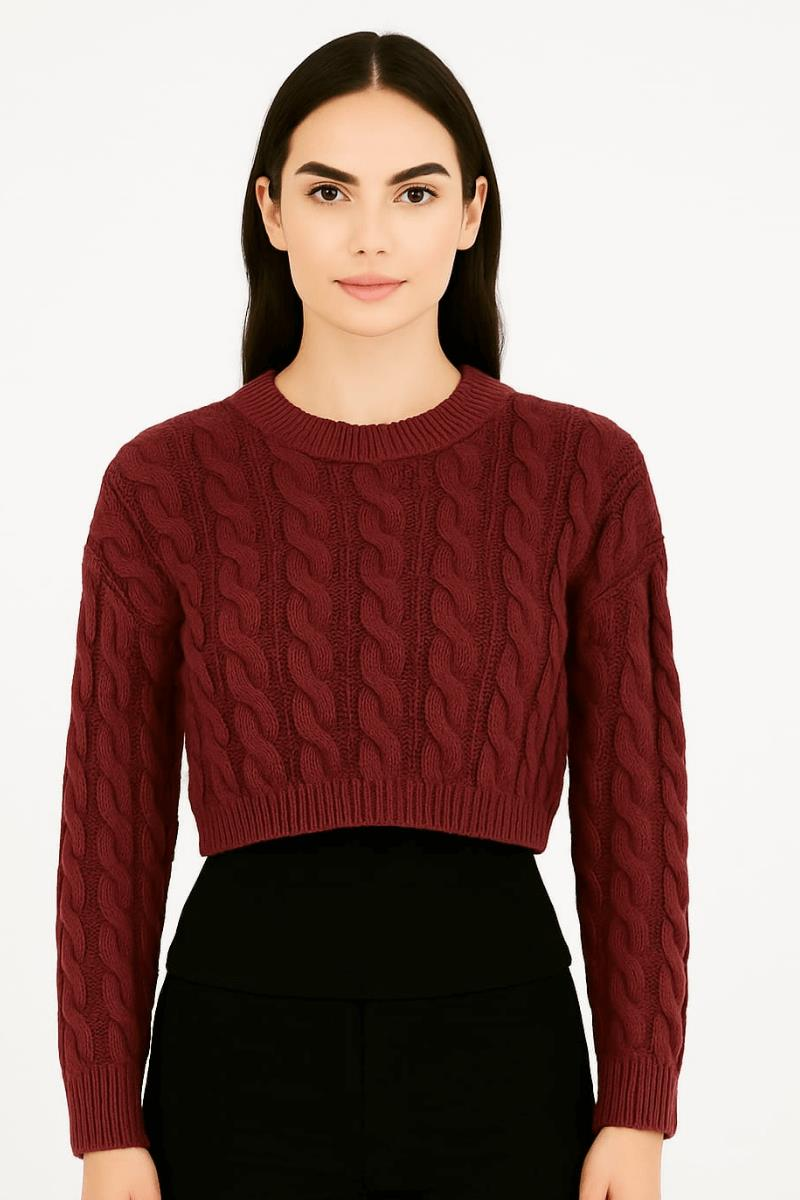 Uzun Kollu Desenli Crop