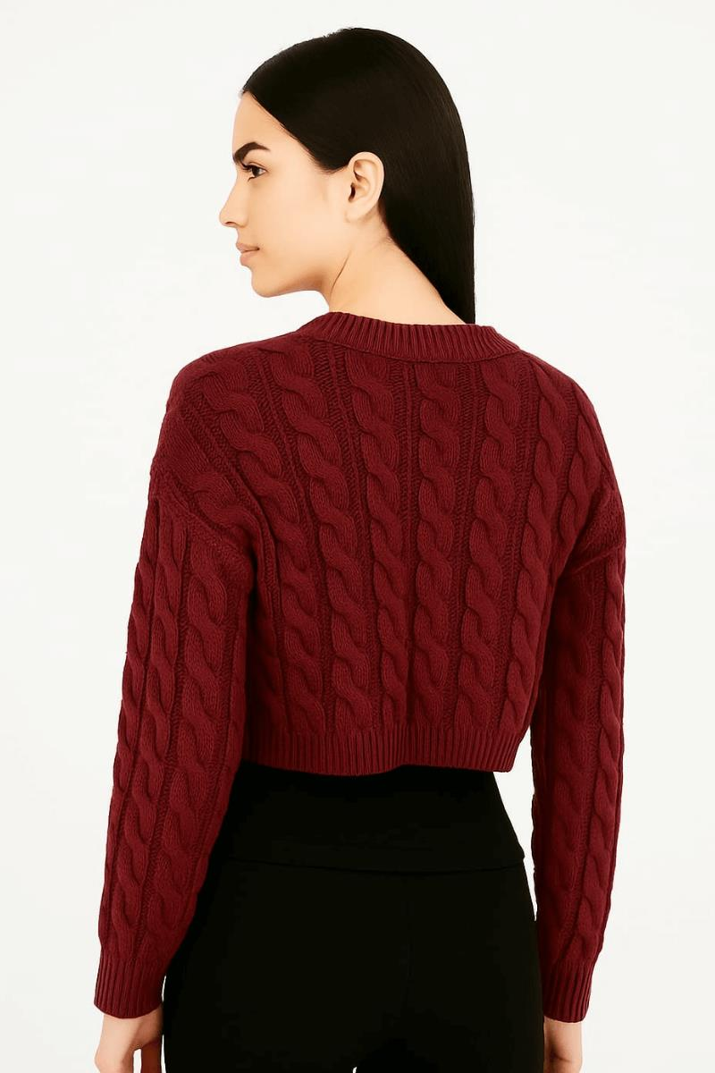 Uzun Kollu Desenli Crop