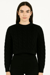 Uzun Kollu Desenli Crop