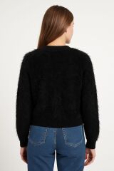 Düğme Detaylı Sakalı Tüylü Uzun kollu Yumaşak Hırka