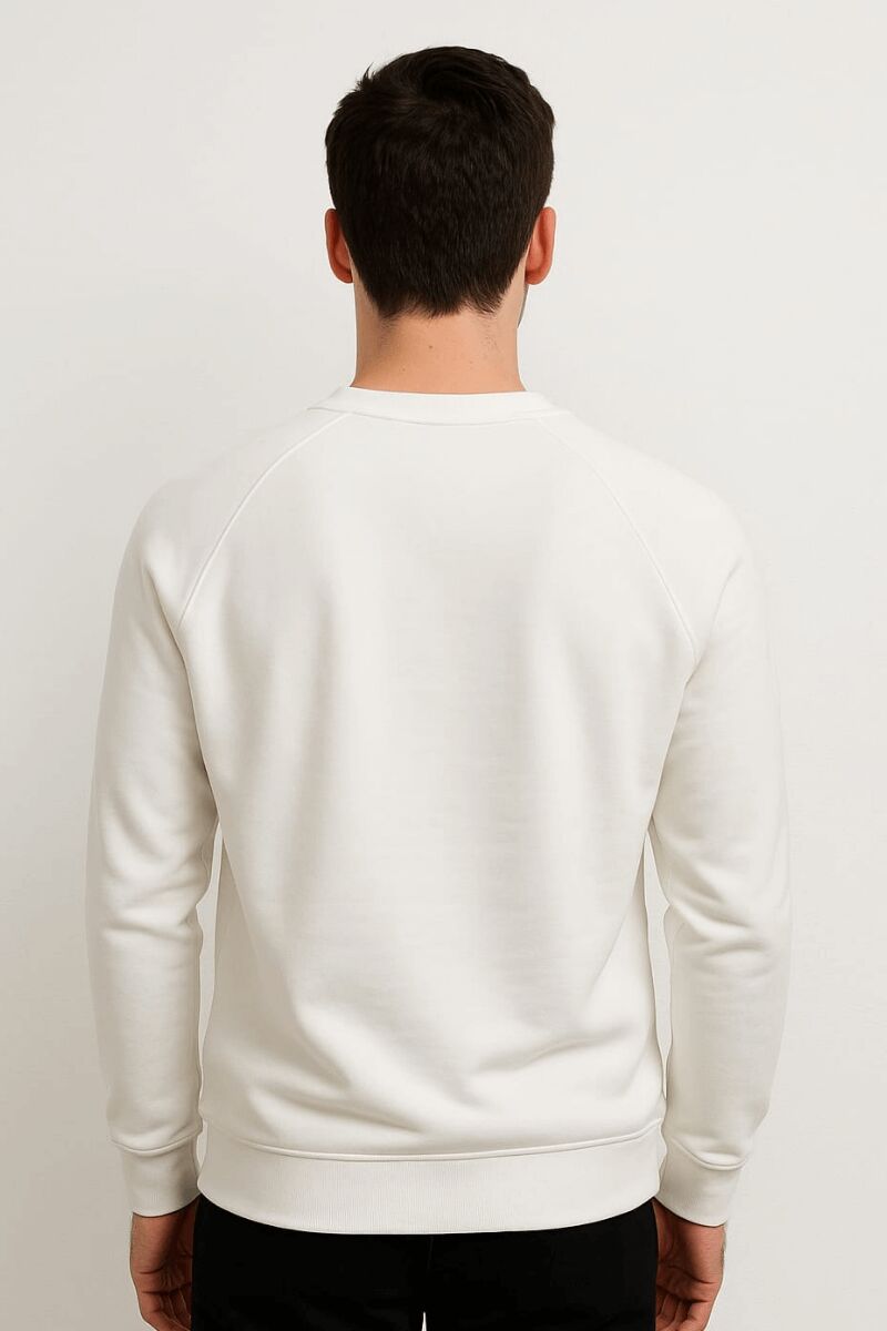 Erkek Sweatshirt Uzun Kollu Pamuk Karışımlı Cep Baskılı Regular Fit Rahat Şık Günlük Sweat 95159 BEYAZ