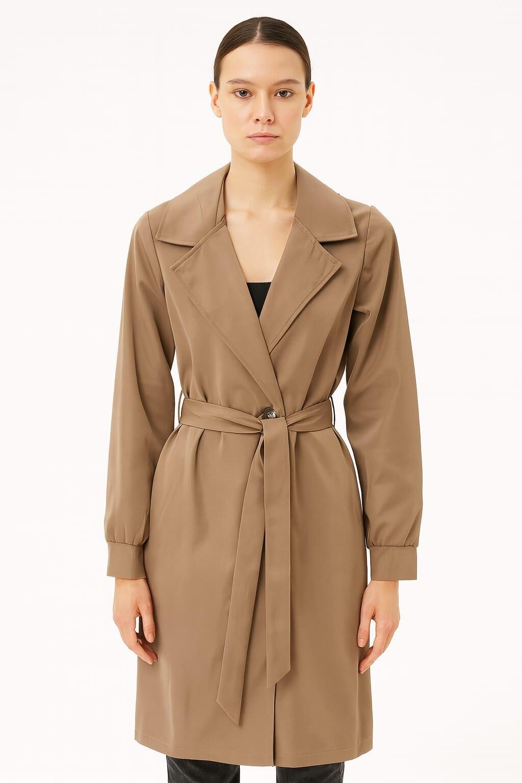 IRK Bayan Tranç Kot Kılasik Belden Kemerli