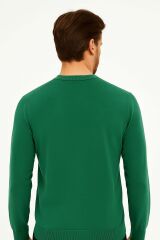 Bisiklet Yaka Pamuk Uzun Kollu  Erkek Triko Rahat Günlük Kombinlere Uygun Kazak 3912 YEŞİL