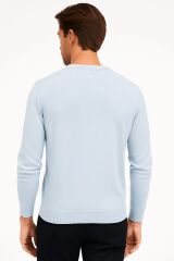 Bisiklet Yaka Pamuk Uzun Kollu  Erkek Triko Rahat Günlük Kombinlere Uygun Kazak 3912 MAVİ