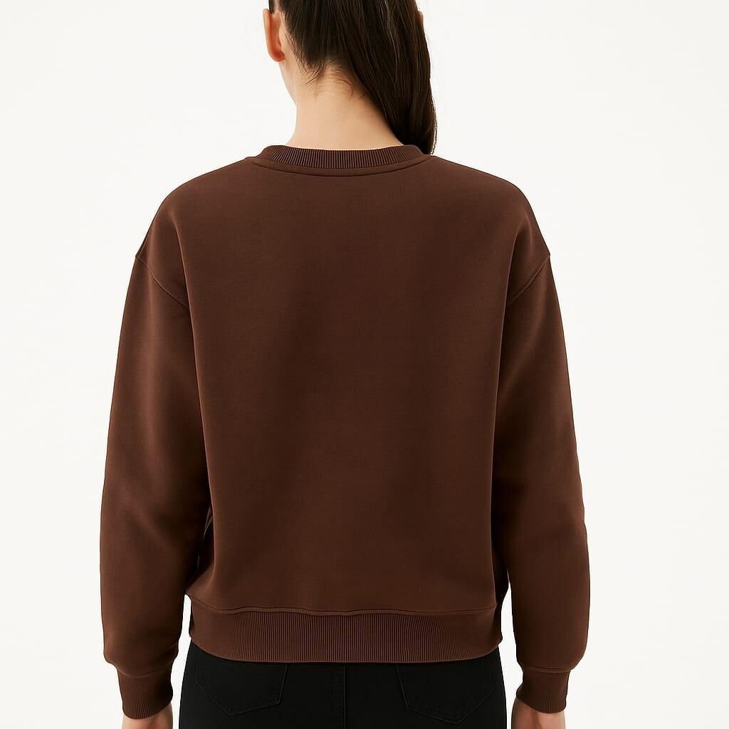 Güneş Baskılı Bisiklet Yaka Üç İplik Sweat