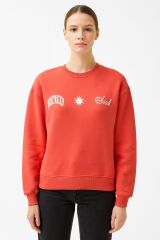 Güneş Baskılı Bisiklet Yaka Üç İplik Sweat