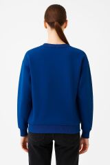 Güneş Baskılı Bisiklet Yaka Üç İplik Sweat