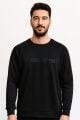 Bisiklet Yaka Uzun Kollu Pamuk Karışımlı Regular Erkek Baskılı Sweatshirt 95154 SİYAH