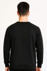 Erkek Baskılı Sweatshirt Bisiklet Yaka Uzun Kollu Raglan Kol Pamuk Karışımlı Regular Fit Rahat Günlük Sweat 95154 SİYAH