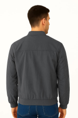 Uzun Kollu Yandan ve İç  Cepli Önde Yazı Baskılı Sıcak Tutan Erkek Mont 94056