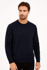 Bisiklet Yaka Pamuk Uzun Kollu  Erkek Triko Rahat Günlük Kombinlere Uygun Kazak 3912 SİYAH