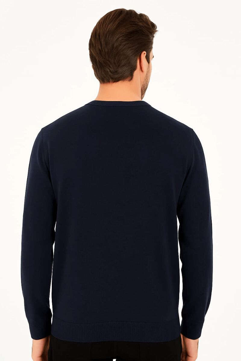 Bisiklet Yaka Pamuk Uzun Kollu  Erkek Triko Rahat Günlük Kombinlere Uygun Kazak 3912 SİYAH