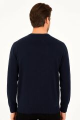 Bisiklet Yaka Pamuk Uzun Kollu  Erkek Triko Rahat Günlük Kombinlere Uygun Kazak 3912 SİYAH