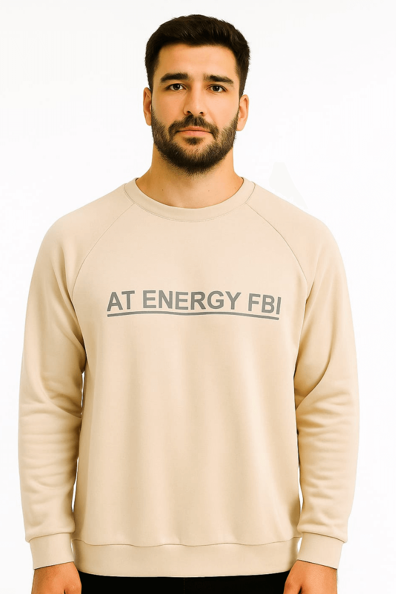 Bisiklet Yaka Uzun Kollu Pamuk Karışımlı Regular Erkek Baskılı Sweatshirt 95154 EKRU