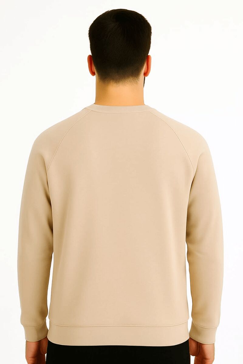 Erkek Baskılı Sweatshirt Bisiklet Yaka Uzun Kollu Raglan Kol Pamuk Karışımlı Regular Fit Rahat Günlük Sweat 95154 EKRU