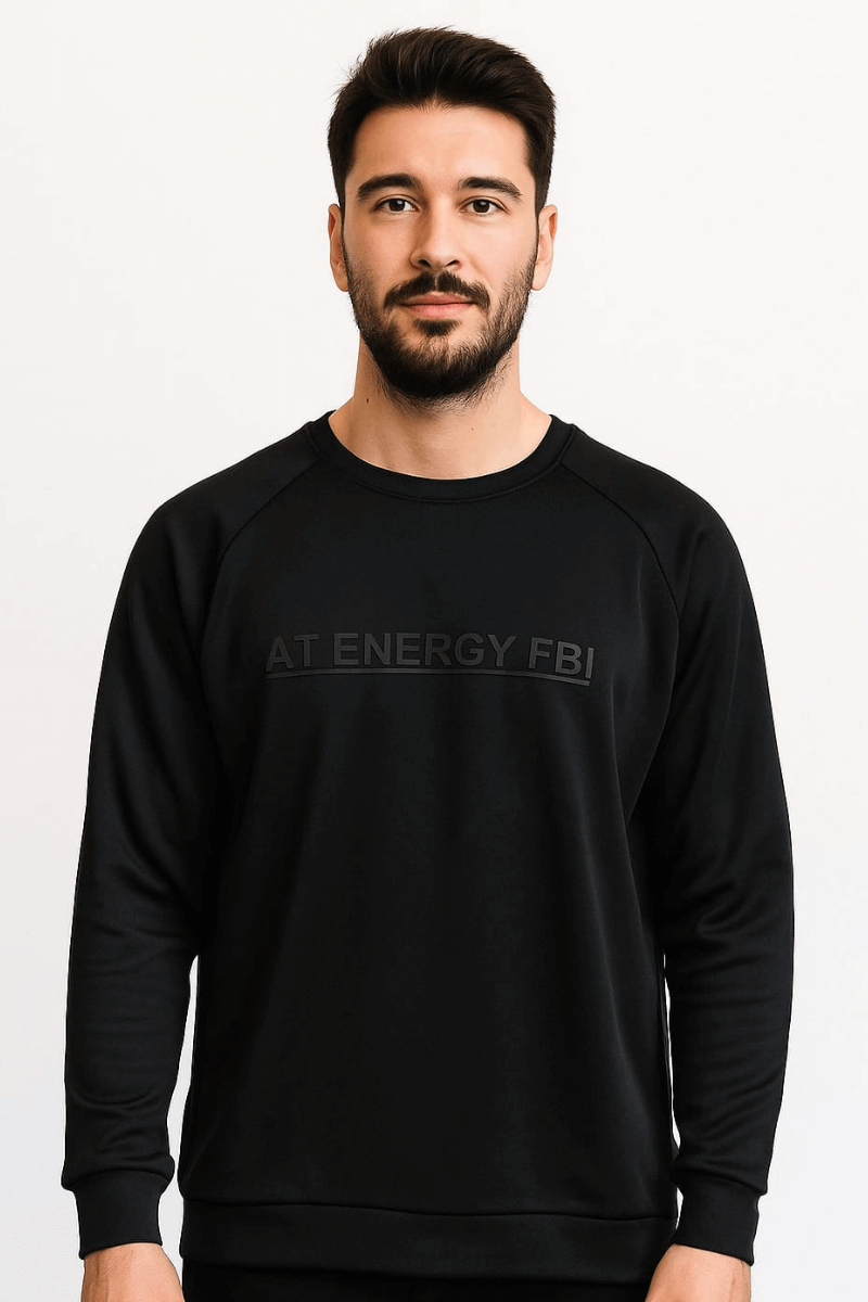 Bisiklet Yaka Uzun Kollu Pamuk Karışımlı Regular Erkek Baskılı Sweatshirt 95154 SİYAH SİYAH - S