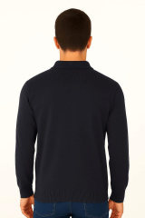 Uzun Kollu Polo Yakalı Yarım Fermuarlı Viscon Karışımlı Erkek Triko Kazak 489