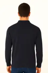 Uzun Kollu Polo Yakalı Yarım Fermuarlı Viscon Karışımlı Erkek Triko Kazak 489