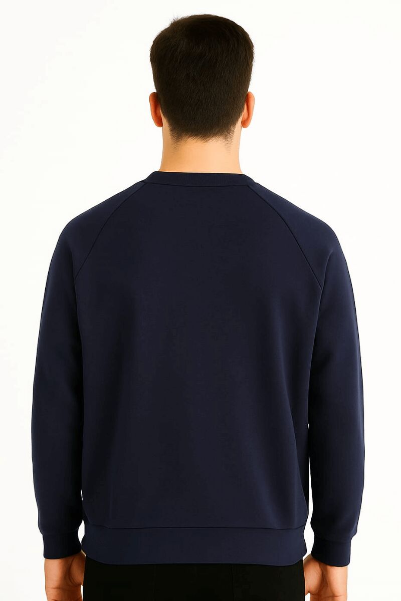 Erkek Baskılı Sweatshirt Bisiklet Yaka Uzun Kollu Raglan Kol Pamuk Karışımlı Regular Fit Rahat Günlük Sweat 95154 LACİVERT