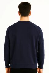 Erkek Baskılı Sweatshirt Bisiklet Yaka Uzun Kollu Raglan Kol Pamuk Karışımlı Regular Fit Rahat Günlük Sweat 95154 LACİVERT