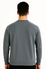 Erkek Baskılı Sweatshirt Bisiklet Yaka Uzun Kollu Raglan Kol Pamuk Karışımlı Regular Fit Rahat Günlük Sweat 95154 ANTRASİT