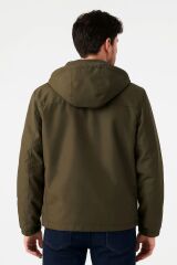 Uzun Kollu Yandan Cepli İç  Cepli Şapkalı Fermuarlı Astarlı Su Geçirmez Mevsimli Erkek Mont 711 HAKİ