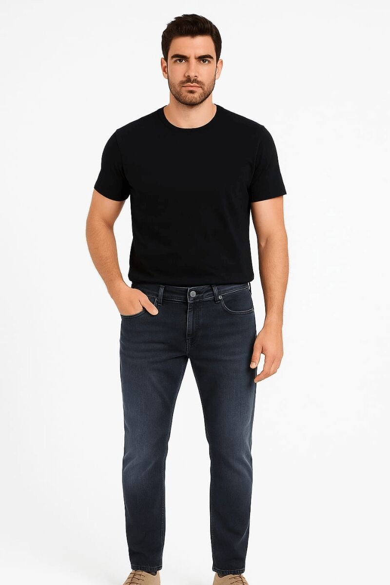 Erkek Klasik Cepli Slim Fit Pamuklu Yüksek Bel  Kot Pantolon Dıego SARI