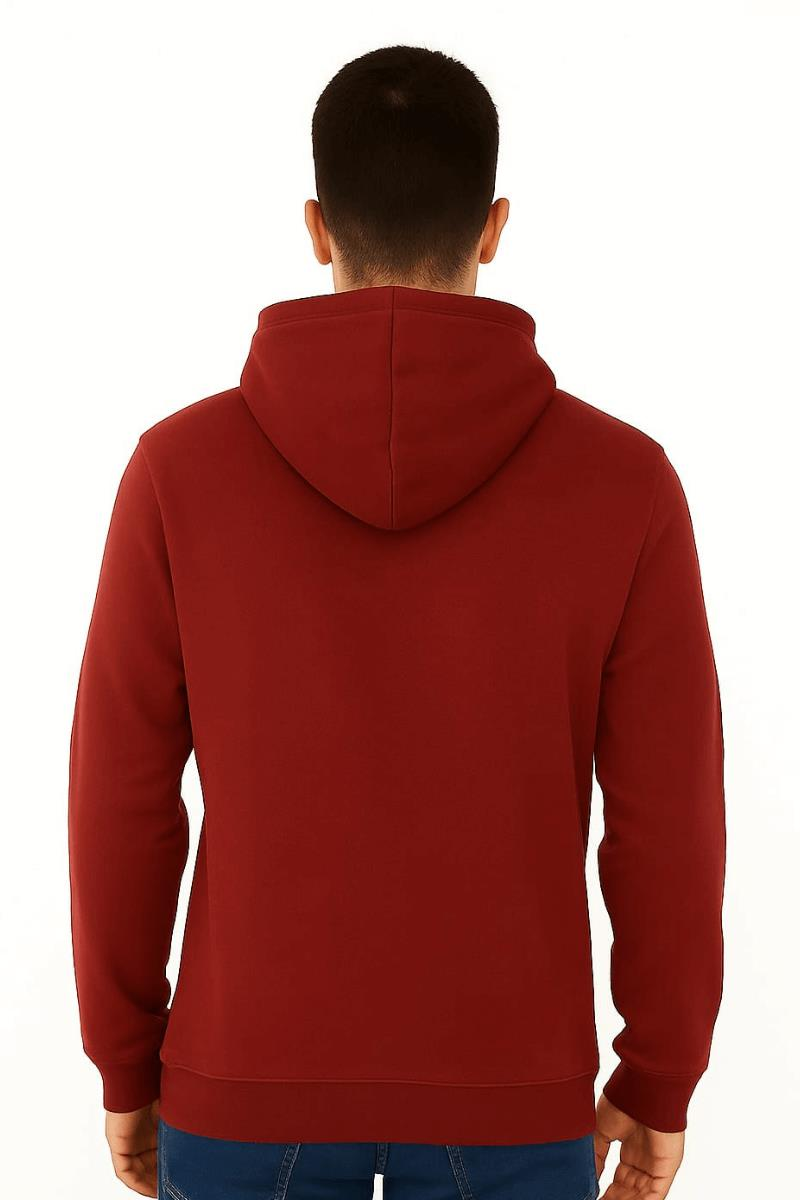 Uzun Kollu Önden Baskılı Yandan Cepli İçi Yumuşak Fermuarlı Şapkalı Erkek Sweatshirt 5469