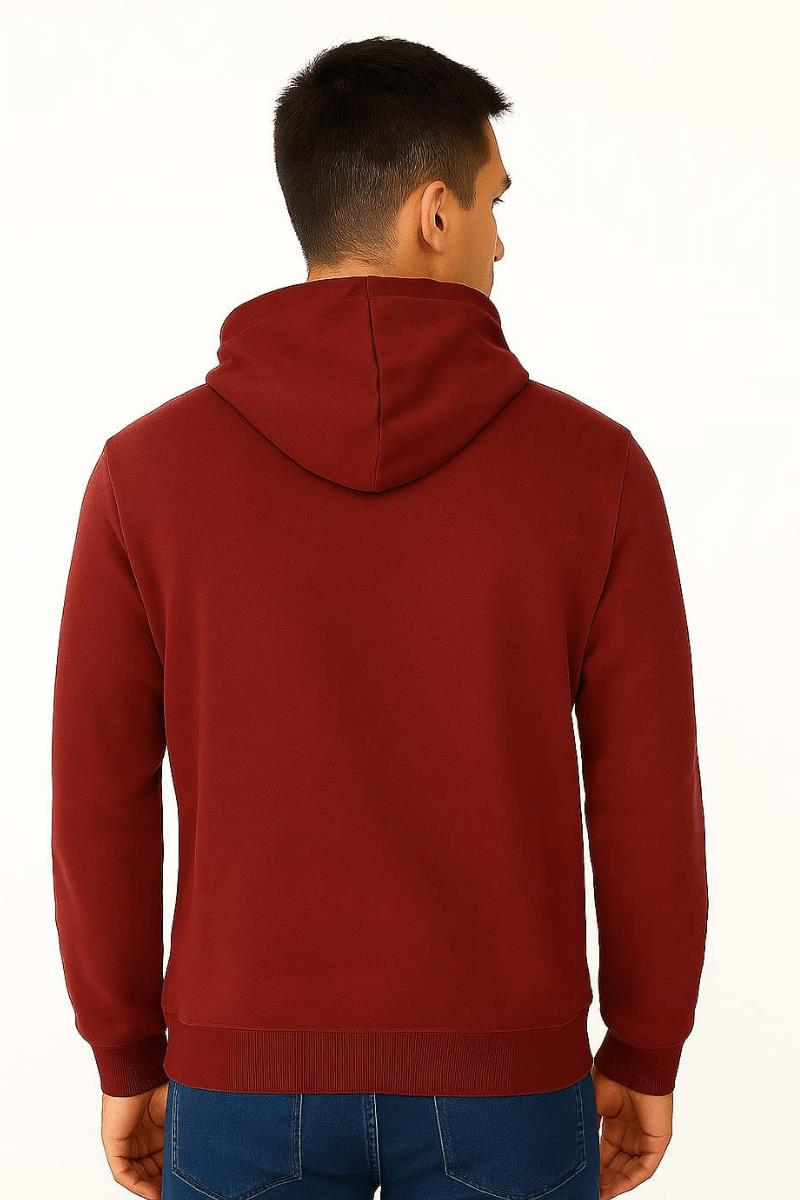 Uzun Kolllu Kapşonlu Baskılı Pamuk Karışımlı Kanguru Cepli Rahat Erkek Sweatshirt 5360