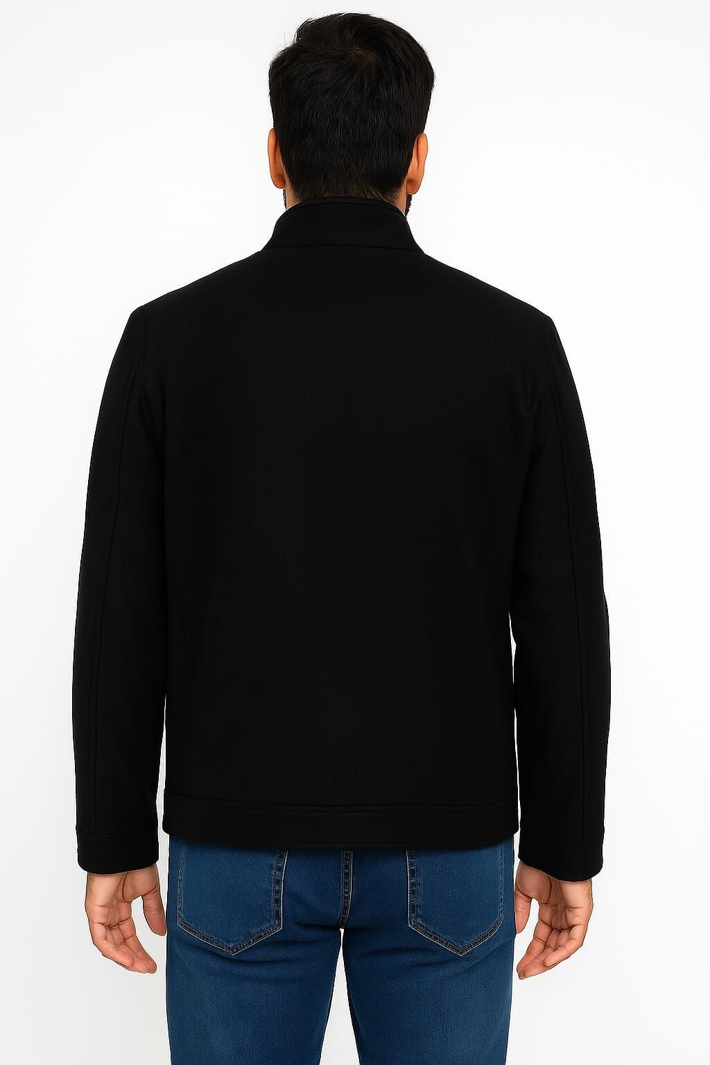 Erkek Uzun Kollu Yandan Cepli Şık ve Rahat  Kısa Ceket Kaşe Kaban  Pamuklu Renkli Astarlı 716 SİYAH