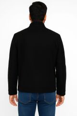 Erkek Uzun Kollu Yandan Cepli Şık ve Rahat  Kısa Ceket Kaşe Kaban  Pamuklu Renkli Astarlı 716 SİYAH