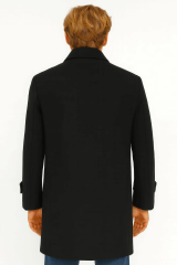 Düğmeli Yandan Cepli Uzun Kaşe Mont   718